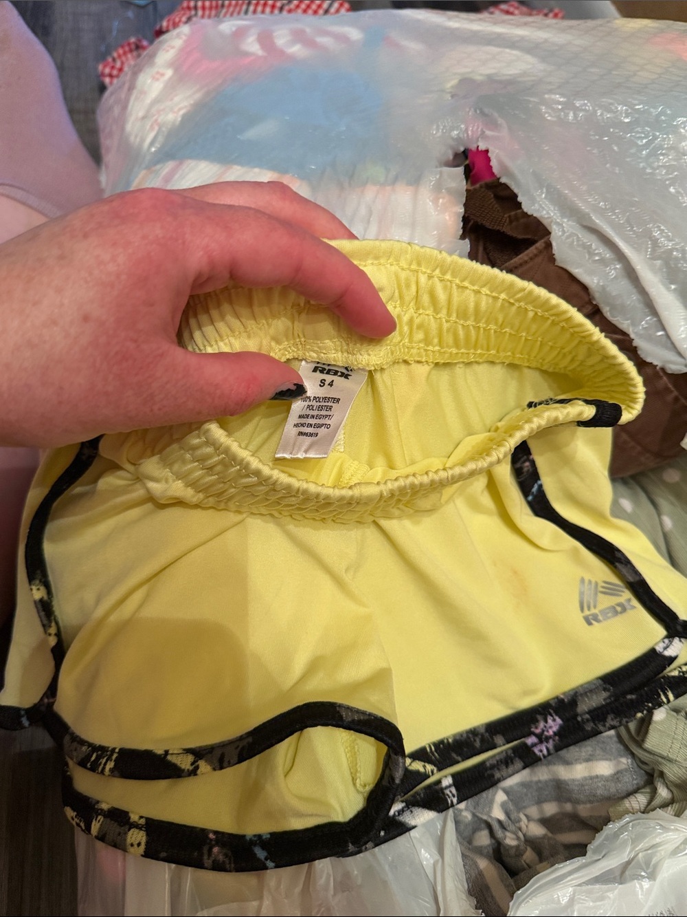 Reebok Yellow Girls' Athletic Shorts with Black Trim